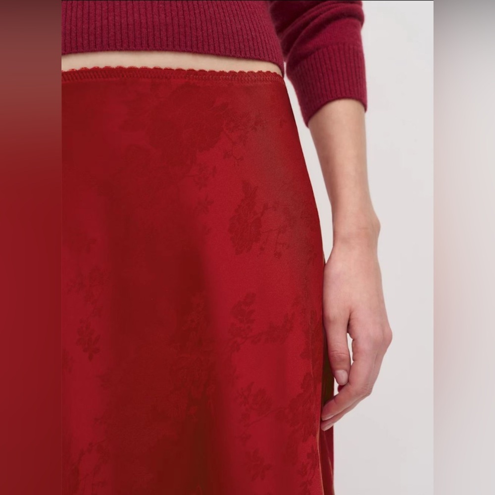 NEW Reformation Layla motif midi skirt - Seasonal – Sangre Jacquard Size 4 - Picture 3 of 12